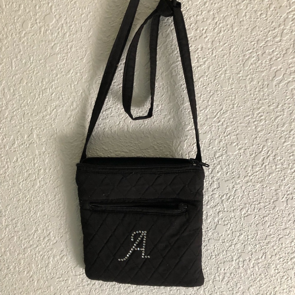 Black purse with letter A
